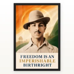 Bhagat Singh Freedom Is an Imperishable Birthright tricolor portrait photo frame – Black Frame