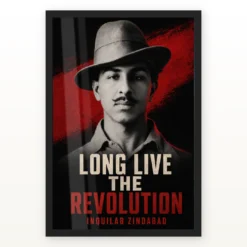 Bhagat Singh Long Live the Revolution newsprint poster photo frame – Black Frame