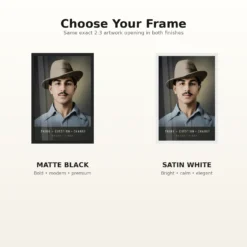 Bhagat Singh modern Think Question Change editorial portrait photo frame – Black and White Frame Options