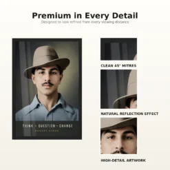 Bhagat Singh modern Think Question Change editorial portrait photo frame – Frame and Print Details