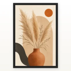 Boho Pampas Grass Dried Flowers Warm Sand Elegant Art Photo Frame mockup 1