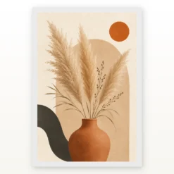 Boho Pampas Grass Dried Flowers Warm Sand Elegant Art Photo Frame mockup 2