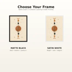 Boho Moon Phases Crescent Stars Cream Gold Celestial Art Photo Frame mockup 7