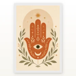 Boho Hamsa Hand Flowers Protection Symbol Soft Art Photo Frame mockup 2