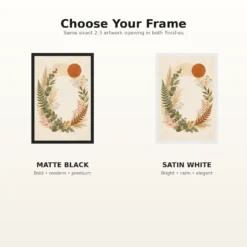 Boho Floral Wreath Wildflowers Herbs Botanical Cream Art Photo Frame mockup 7