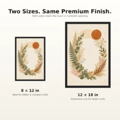 Boho Floral Wreath Wildflowers Herbs Botanical Cream Art Photo Frame mockup 8