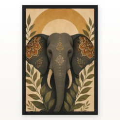 Boho Elephant Mandala Earthy Bohemian Art Photo Frame mockup 1