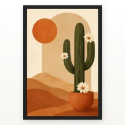 Boho Cactus Desert Minimal Cream Terracotta Modern Art Photo Frame mockup 1