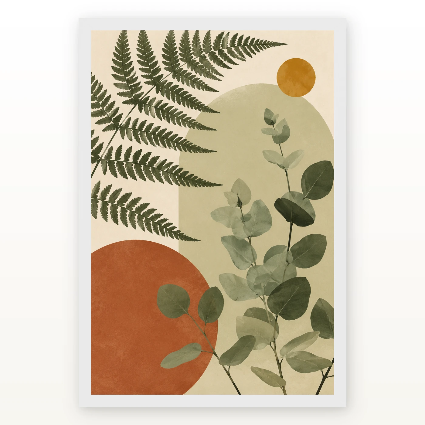 Boho Botanical Ferns Eucalyptus Sage Green Cream Art Photo Frame 2 Boho Botanical Ferns Eucalyptus Sage Green Cream Art Photo Frame mockup 2