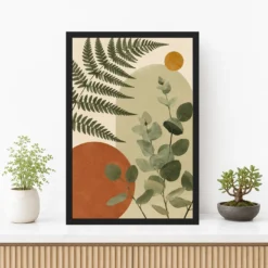 Boho Botanical Ferns Eucalyptus Sage Green Cream Art Photo Frame 12 Boho Botanical Ferns Eucalyptus Sage Green Cream Art Photo Frame mockup 3