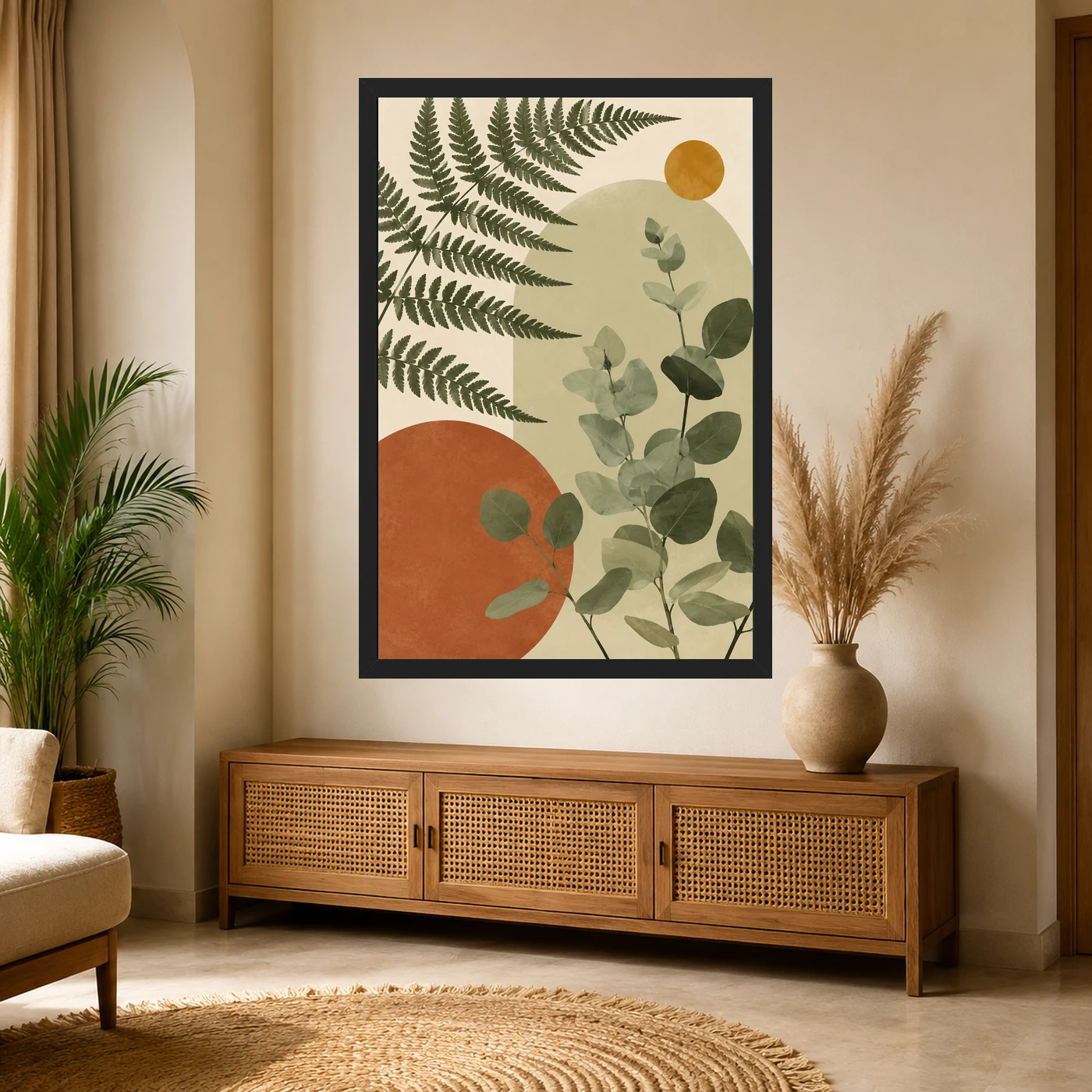 Boho Botanical Ferns Eucalyptus Sage Green Cream Art Photo Frame 4 Boho Botanical Ferns Eucalyptus Sage Green Cream Art Photo Frame mockup 4
