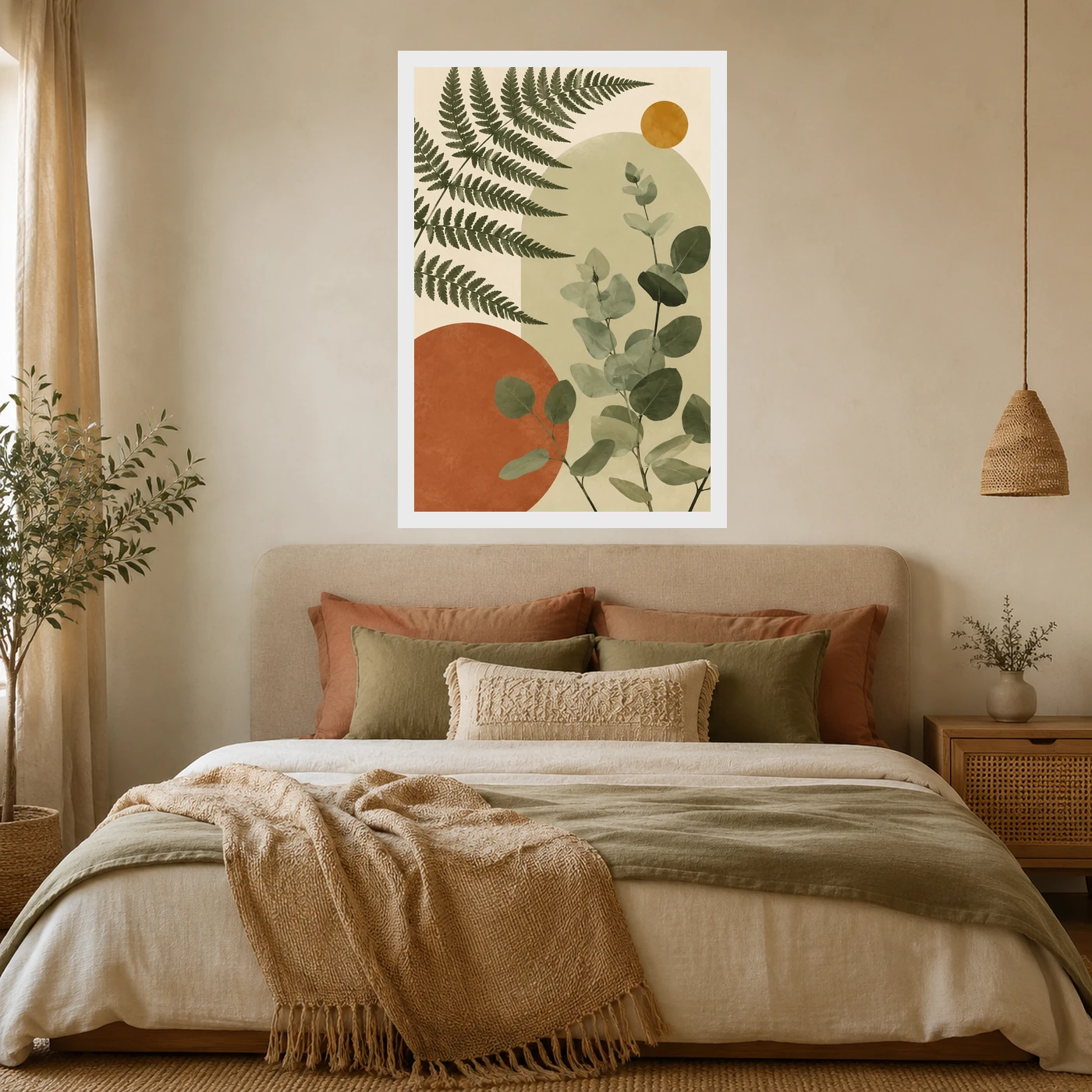 Boho Botanical Ferns Eucalyptus Sage Green Cream Art Photo Frame 6 Boho Botanical Ferns Eucalyptus Sage Green Cream Art Photo Frame mockup 6