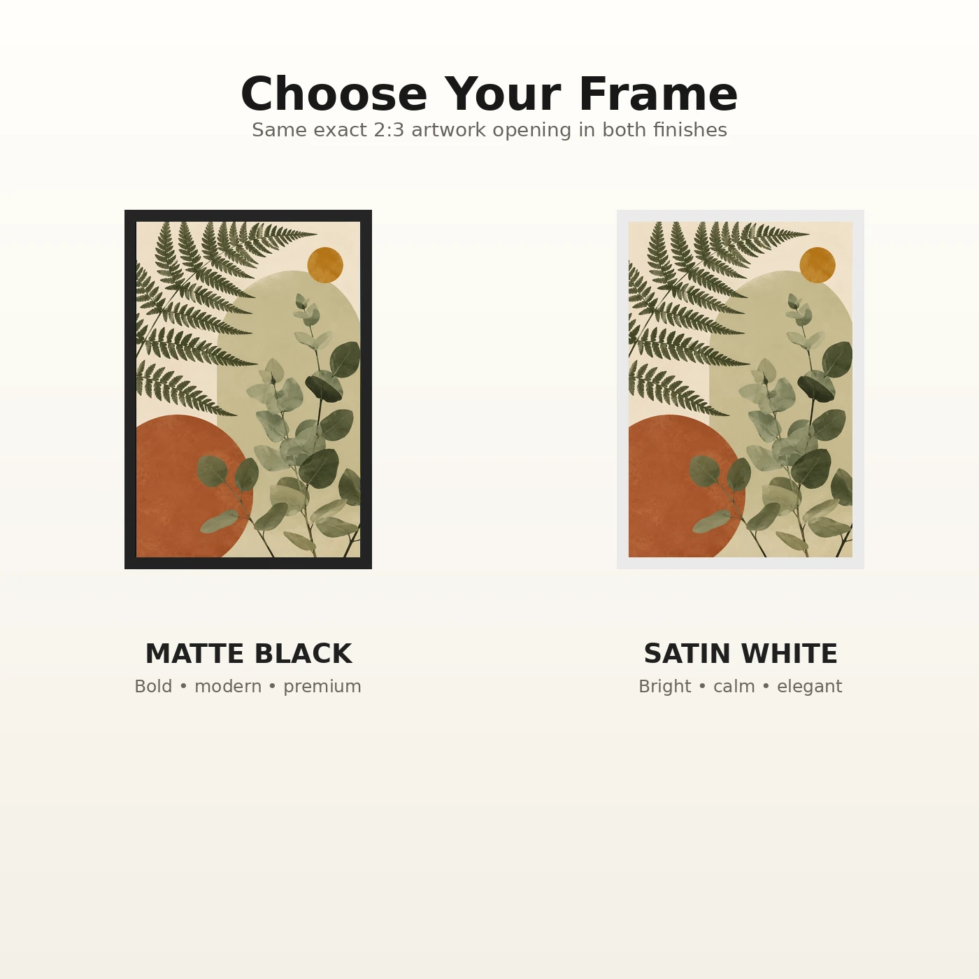 Boho Botanical Ferns Eucalyptus Sage Green Cream Art Photo Frame 7 Boho Botanical Ferns Eucalyptus Sage Green Cream Art Photo Frame mockup 7