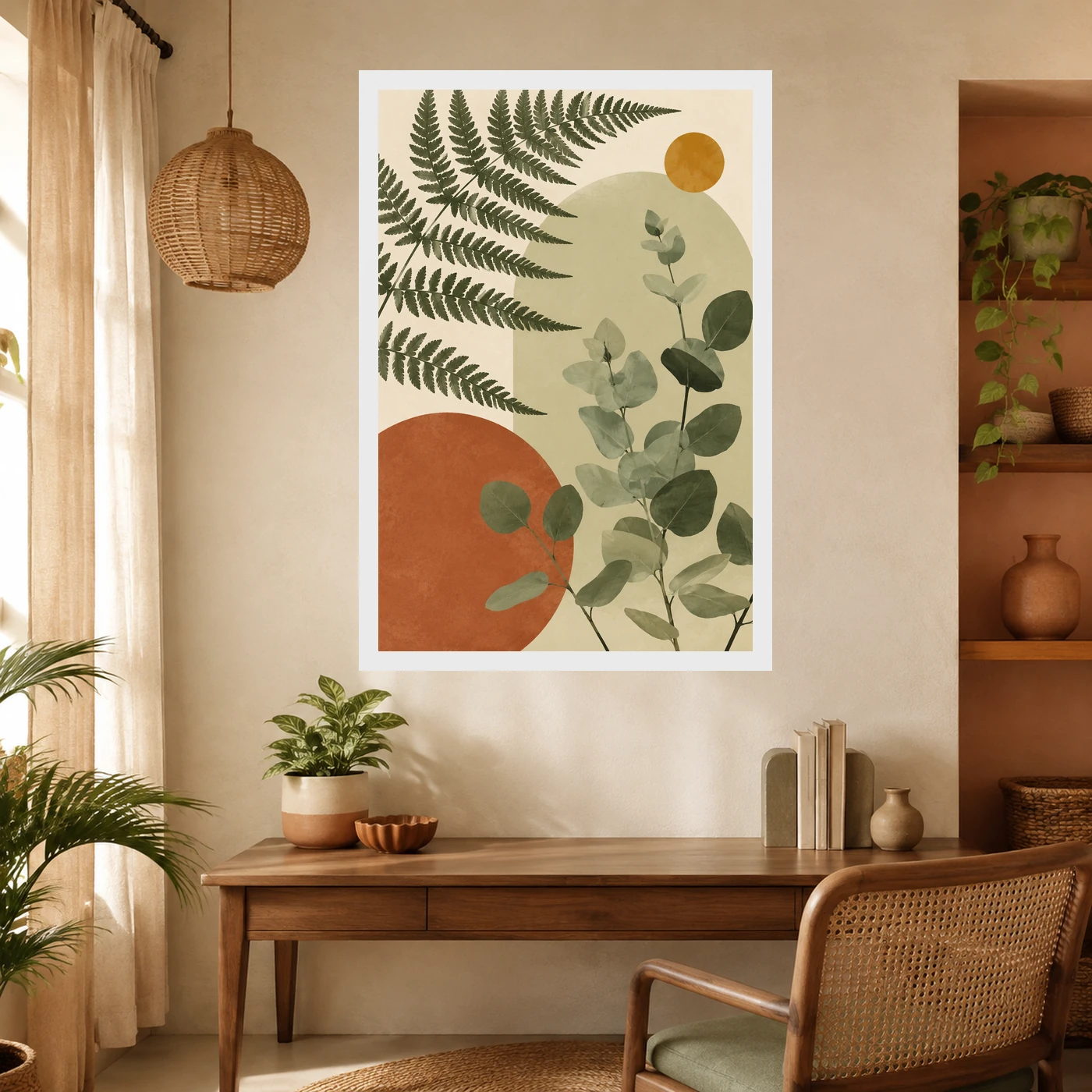 Boho Botanical Ferns Eucalyptus Sage Green Cream Art Photo Frame 10 Boho Botanical Ferns Eucalyptus Sage Green Cream Art Photo Frame mockup 10