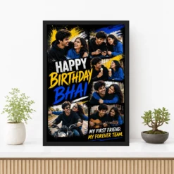Birthday Photo Frame Collage for Brother with Street Style Vibe | Personalized Birthday Gift Frame mockup 3