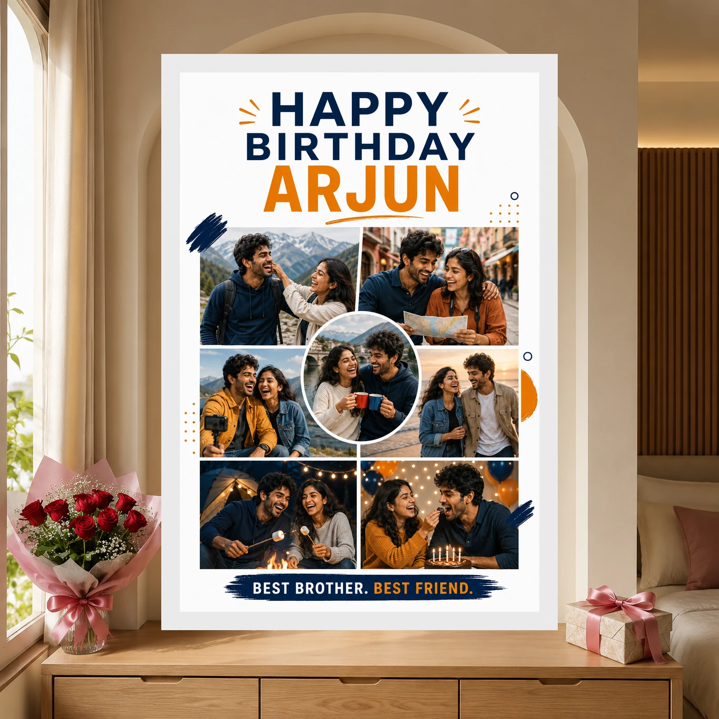 Brother Birthday Photo Frame | Personalized Birthday Gift Frame 6 Brother Birthday Photo Frame | Personalized Birthday Gift Frame mockup 6