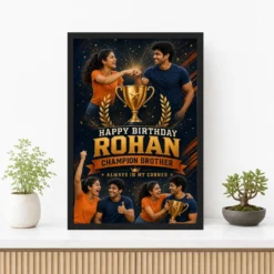 Brother Birthday Photo Frame Champion | Personalized Birthday Gift Frame mockup 3