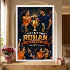 Brother Birthday Photo Frame Champion | Personalized Birthday Gift Frame mockup 6