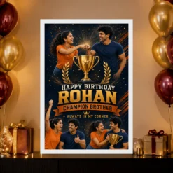 Brother Birthday Photo Frame Champion | Personalized Birthday Gift Frame mockup 10