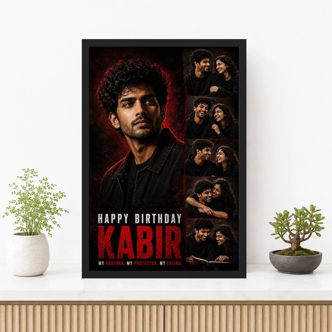 Brother Birthday Photo Frame Dramatic Lighting Pose | Personalized Birthday Gift Frame 3 Brother Birthday Photo Frame Dramatic Lighting Pose | Personalized Birthday Gift Frame mockup 3