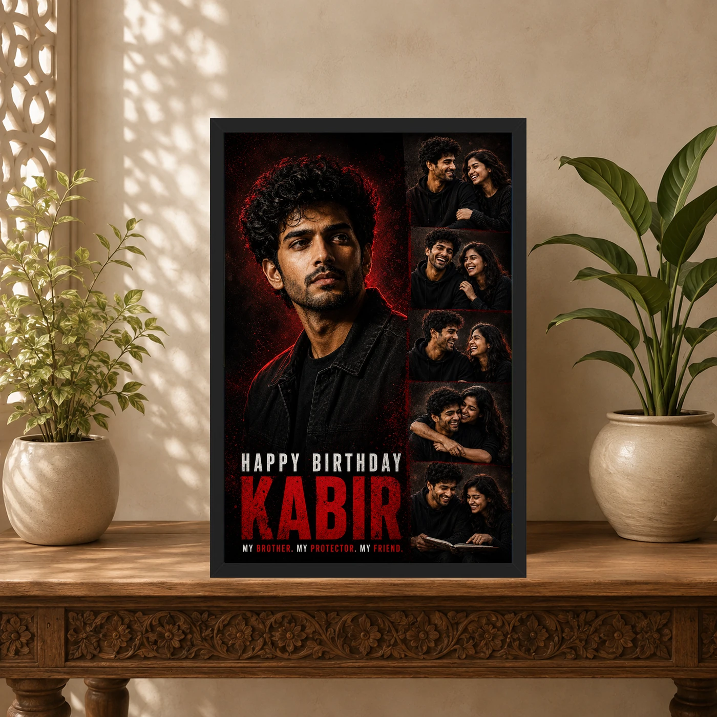 Brother Birthday Photo Frame Dramatic Lighting Pose | Personalized Birthday Gift Frame 5 Brother Birthday Photo Frame Dramatic Lighting Pose | Personalized Birthday Gift Frame mockup 5