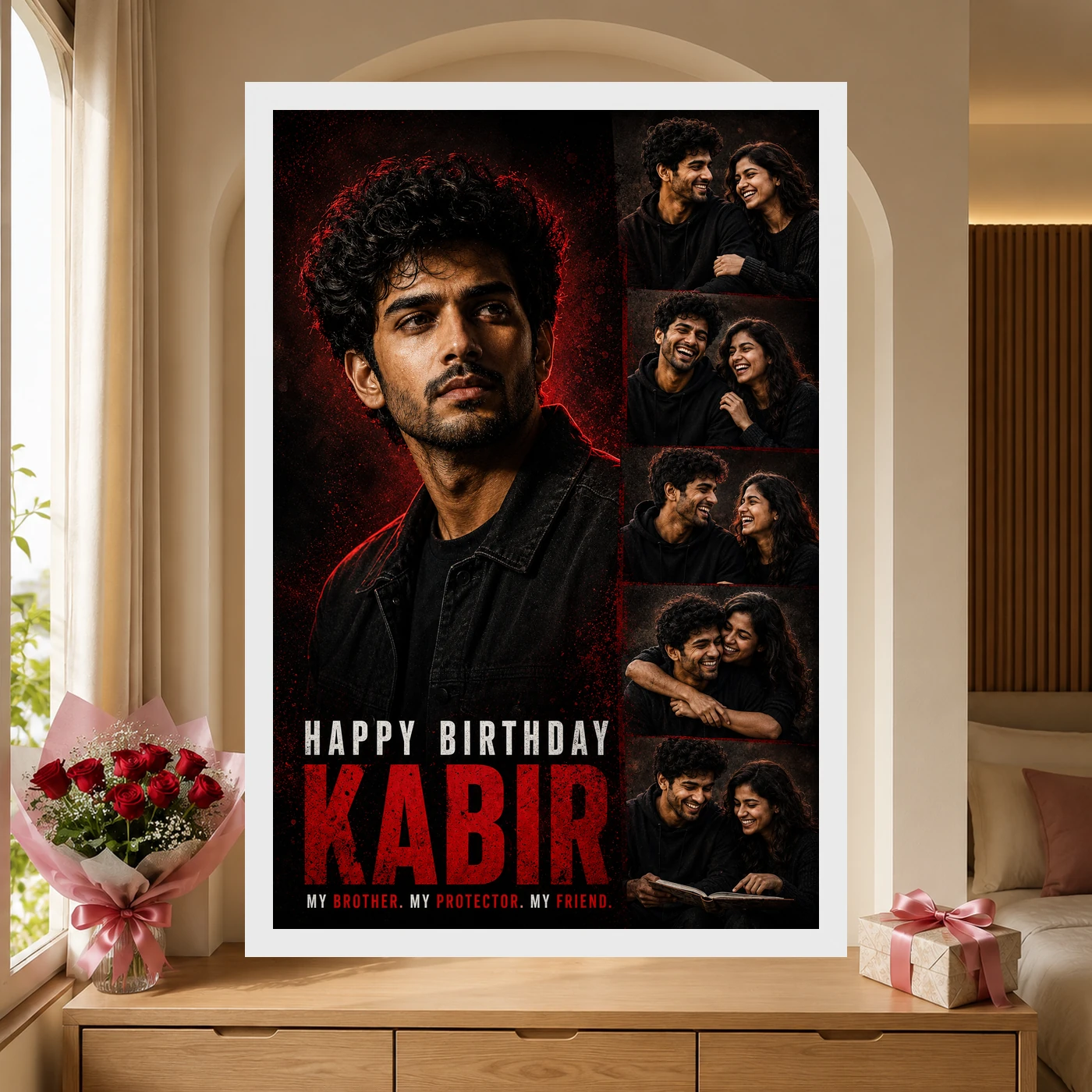Brother Birthday Photo Frame Dramatic Lighting Pose | Personalized Birthday Gift Frame 6 Brother Birthday Photo Frame Dramatic Lighting Pose | Personalized Birthday Gift Frame mockup 6