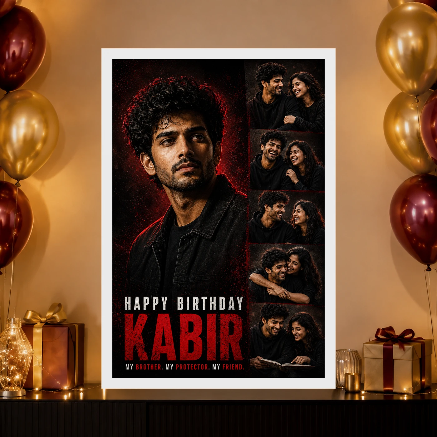 Brother Birthday Photo Frame Dramatic Lighting Pose | Personalized Birthday Gift Frame 10 Brother Birthday Photo Frame Dramatic Lighting Pose | Personalized Birthday Gift Frame mockup 10