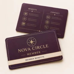 Front and reverse views of a custom PVC membership card