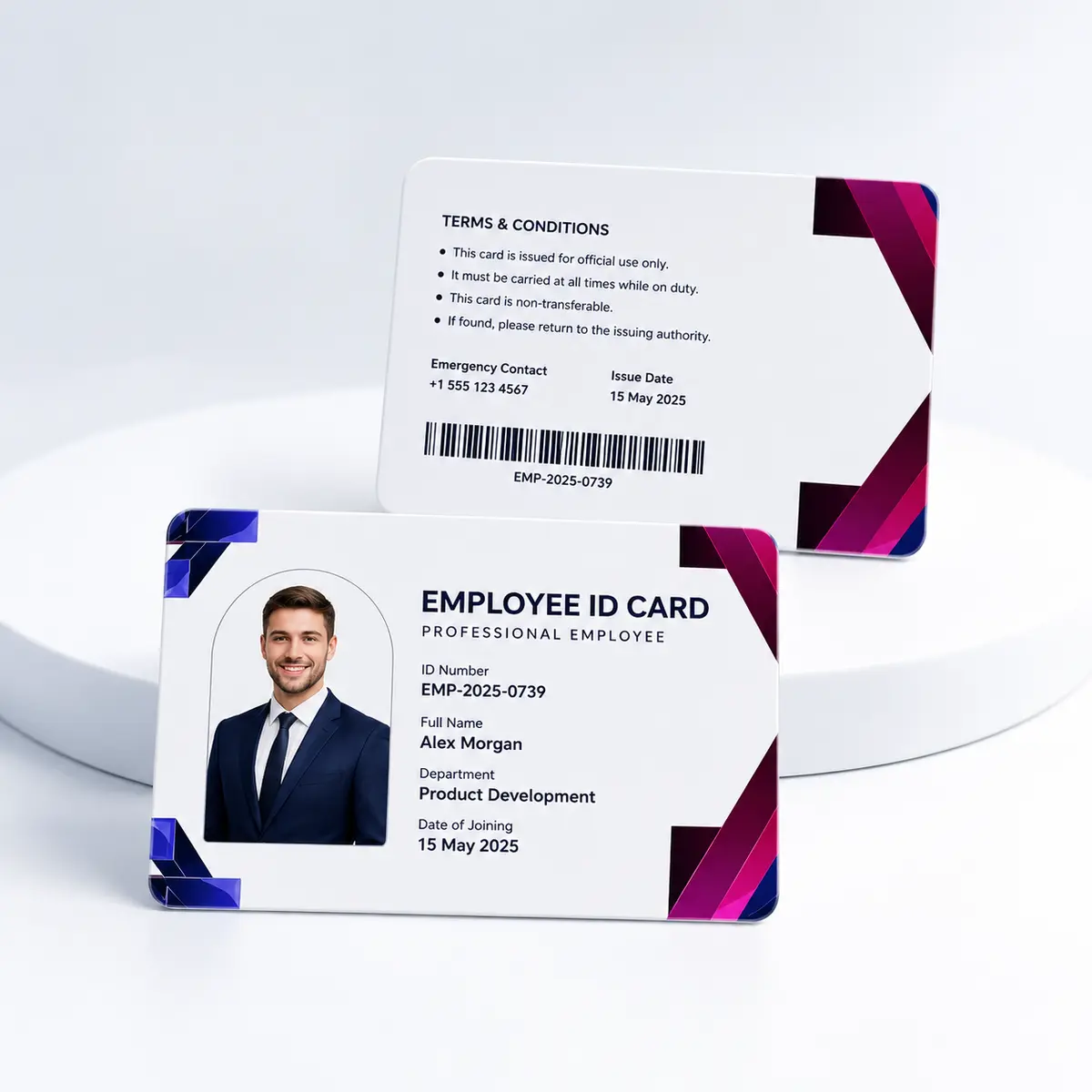 Employee PVC ID Card Printing Online India – Custom Company ID Cards | ₹99 14 Employee PVC ID card front and back custom printing sample
