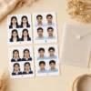 Separate physical passport photo print sets for multiple family members