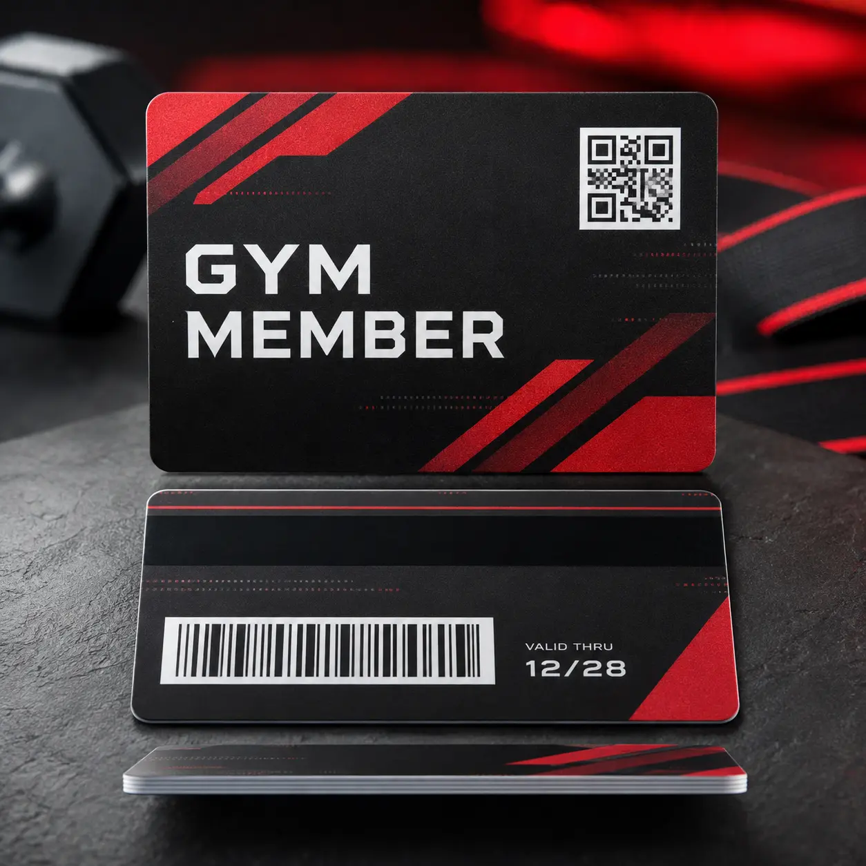 PVC Gym Membership Card Printing | ₹99 3 Front and back views of a custom PVC gym membership card