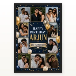 Birthday Frame for Husband Multi Photo Balloon Theme mockup 1