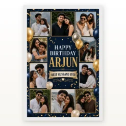 Birthday Frame for Husband Multi Photo Balloon Theme mockup 2