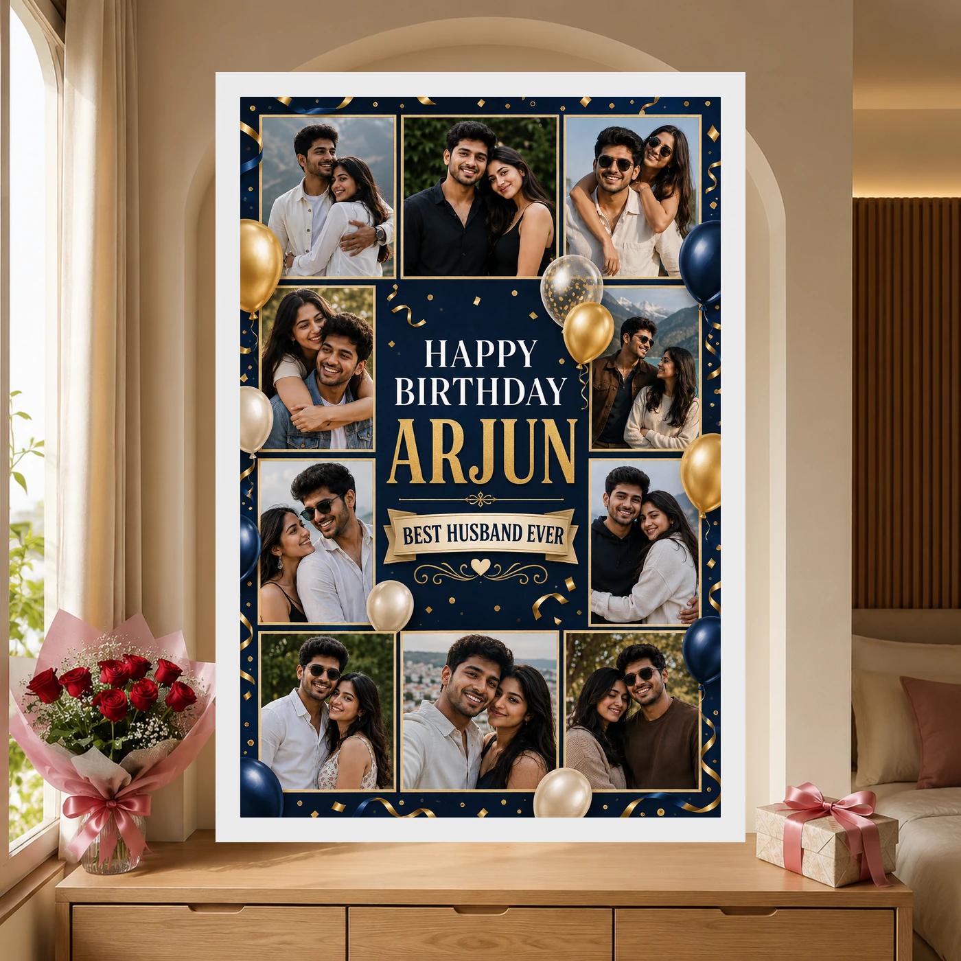 Birthday Frame for Husband Multi Photo Balloon Theme 6 Birthday Frame for Husband Multi Photo Balloon Theme mockup 6