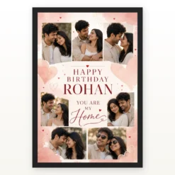 Birthday Frame for Husband Photo Pink Hearts Theme mockup 1