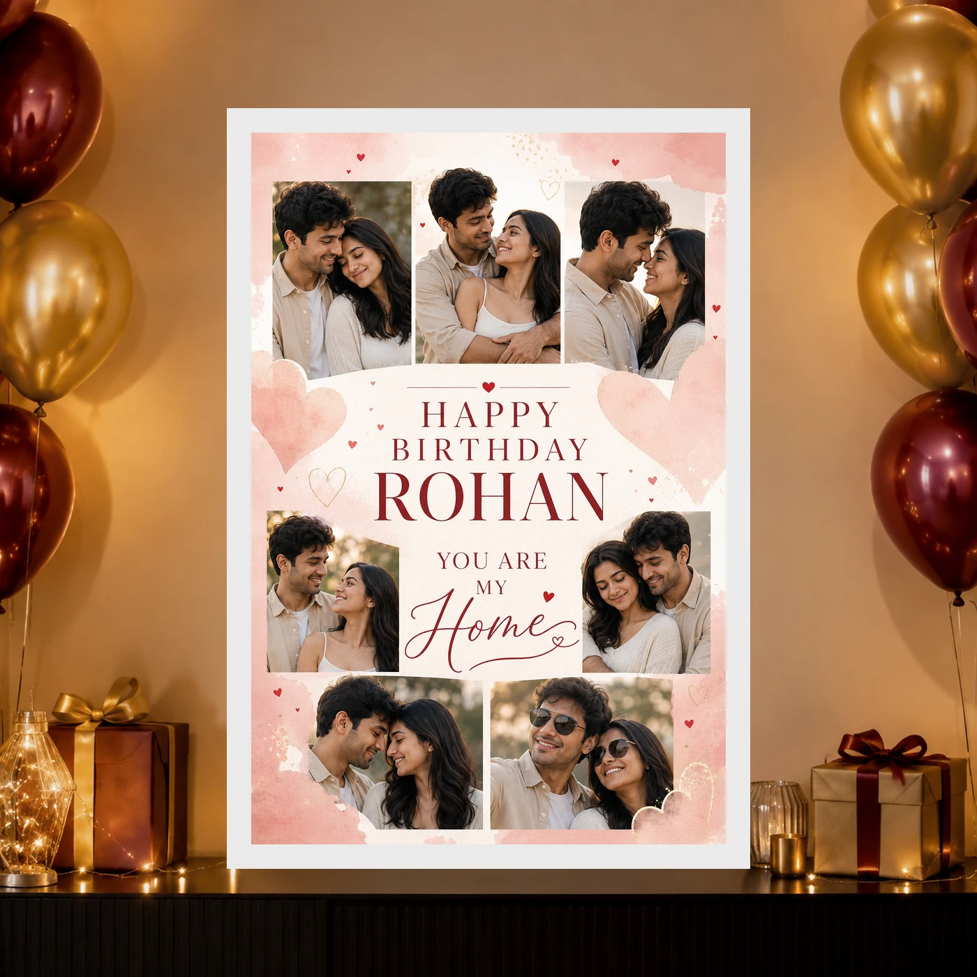 Birthday Frame for Husband Photo Pink Hearts Theme 10 Birthday Frame for Husband Photo Pink Hearts Theme mockup 10