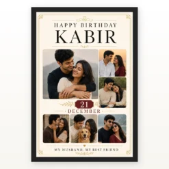Happy Birthday Husband Photo Frame with Date and Name mockup 1