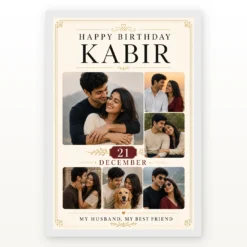 Happy Birthday Husband Photo Frame with Date and Name mockup 2