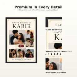 Happy Birthday Husband Photo Frame with Date and Name mockup 9