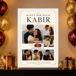 Happy Birthday Husband Photo Frame with Date and Name mockup 10
