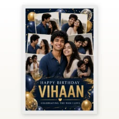 Happy Birthday Photo Frame for Husband Couple Balloon mockup 2