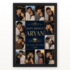 Husband and Wife Photo Frame Golden Collage Birthday mockup 1