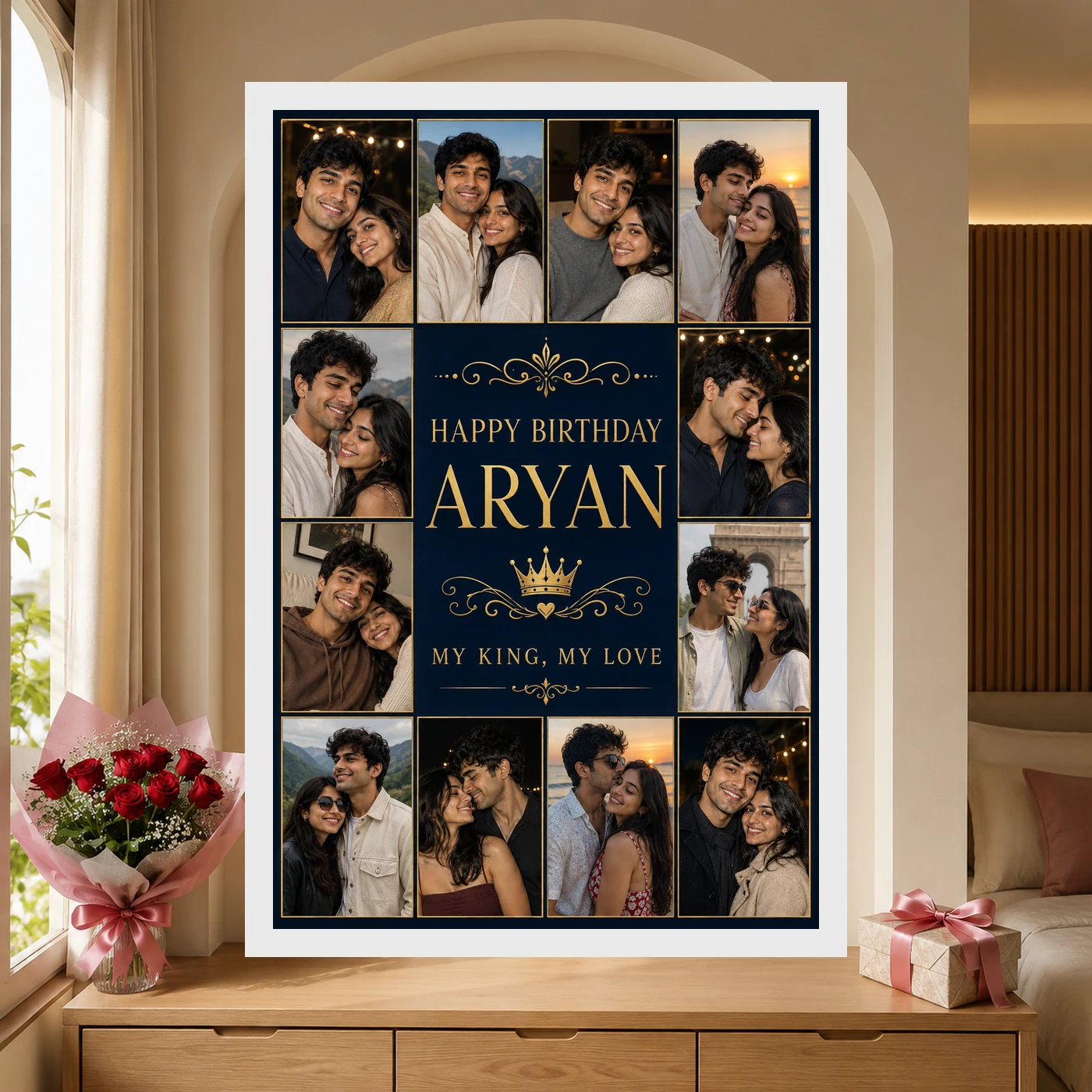 Husband and Wife Photo Frame Golden Collage Birthday 6 Husband and Wife Photo Frame Golden Collage Birthday mockup 6