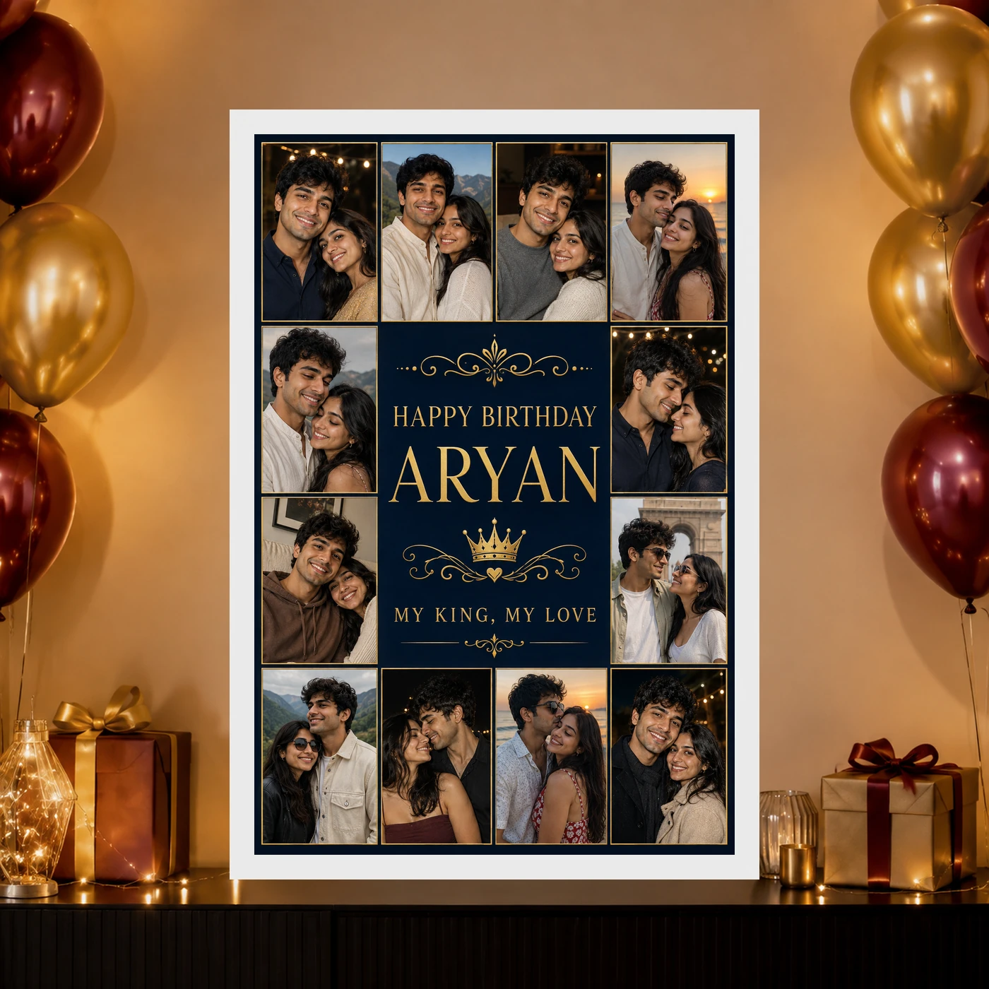 Husband and Wife Photo Frame Golden Collage Birthday 10 Husband and Wife Photo Frame Golden Collage Birthday mockup 10