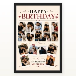 Photo Frame Gift for Husband Birthday Customised Name mockup 1