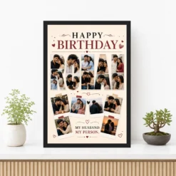 Photo Frame Gift for Husband Birthday Customised Name mockup 3