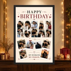 Photo Frame Gift for Husband Birthday Customised Name mockup 4