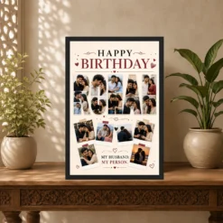 Photo Frame Gift for Husband Birthday Customised Name mockup 5