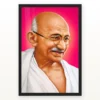 Mahatma Gandhi clear smiling Gandhi portrait on a pink background photo frame – Black Frame
