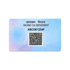 PAN PVC card straight reverse with dummy PAN ABCDE1234F and decorative QR